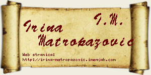 Irina Matropazović vizit kartica